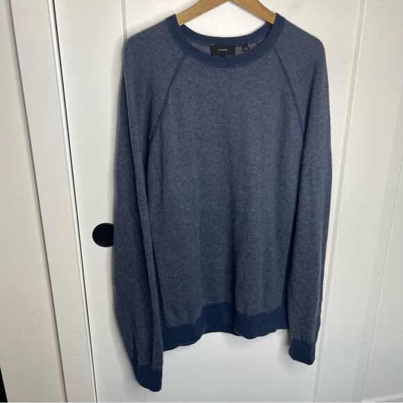 Vince Birdseye Blue Wool Cashmere Blend Crewneck Soft Sweater Size XXL - Picture 2 of 6